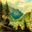 Pojorâta, Valea Putnei – acuarelă de Franz Xaver Knapp (1809-1883)
