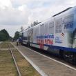 Automotorul Desiro „Săgeata albastră” care circula pe linia Suceava-Putna, personalizat de CFR Călători Sursa. Foto: Pagina Dornesti-Putna
