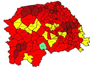 93 de localități din județul Suceava sunt în „scenariul roșu” și doar una în „verde”