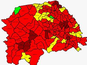 Harta incidenţei Covid în judeţ