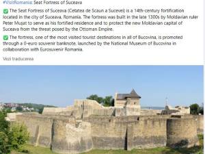 Ambasada României în SUA promovează bancnota de 0 euro cu Cetatea de Scaun și-i invită pe americani să viziteze Suceava